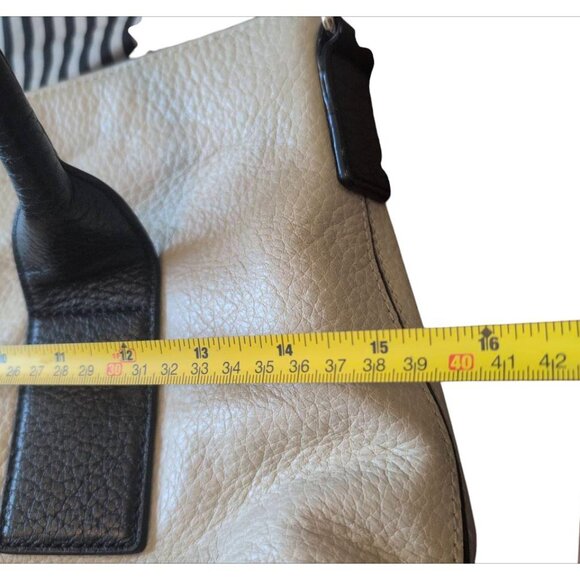 VTG Kate Spade NY Cream/Black Fold Over Handbag Tassel Pebbled Crossbody Strap - Picture 5 of 6